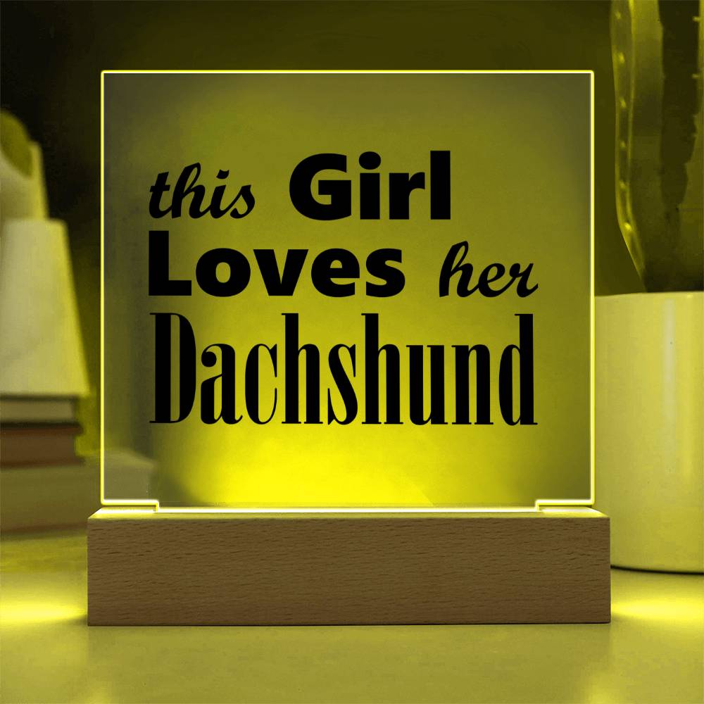 Dachshund - Square Acrylic Plaque With LED Base