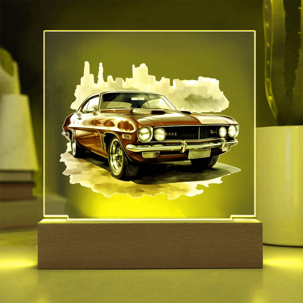 Muscle Car 06 - Square Acrylic Plaque With LED Base
