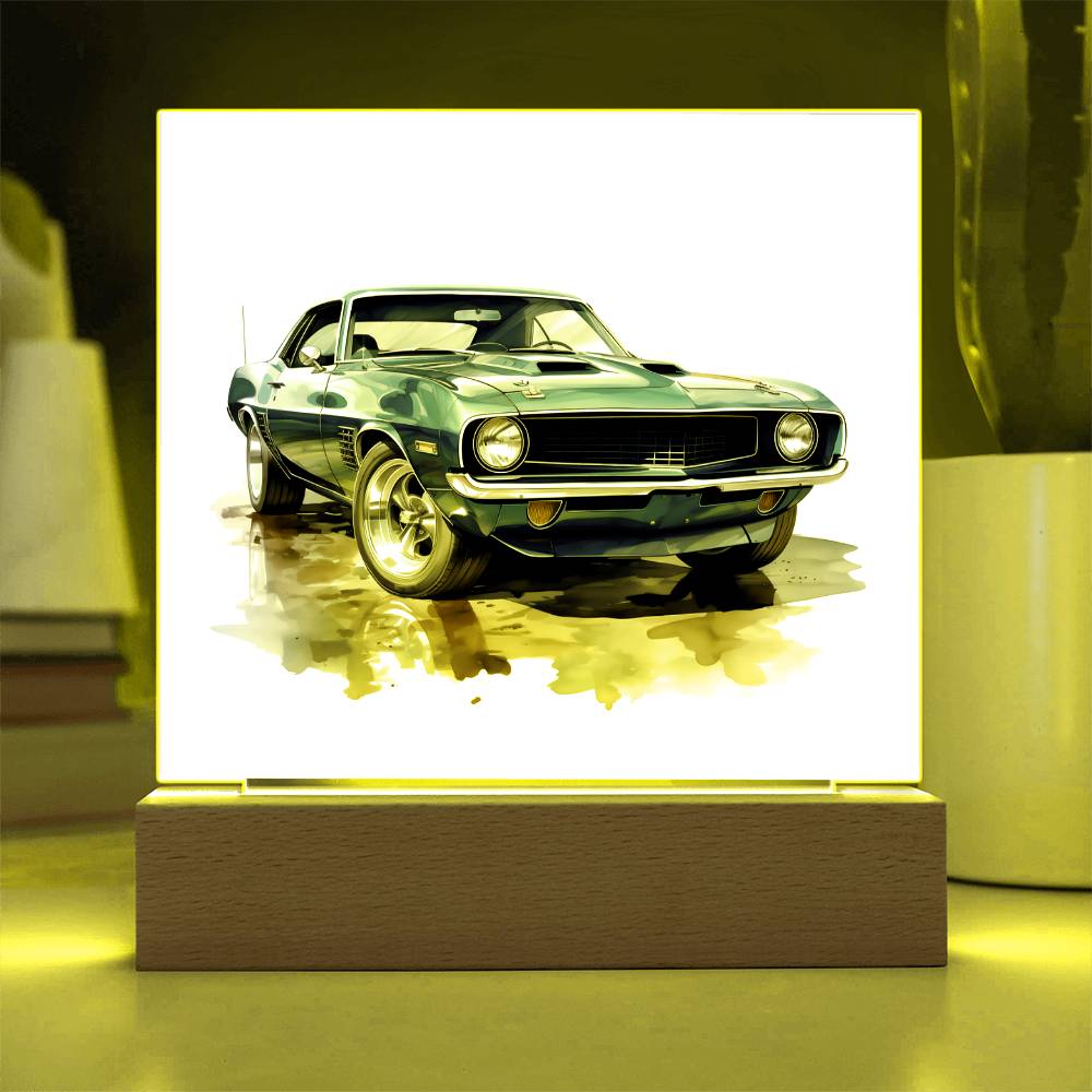 Muscle Car 12 - Square Acrylic Plaque With LED Base