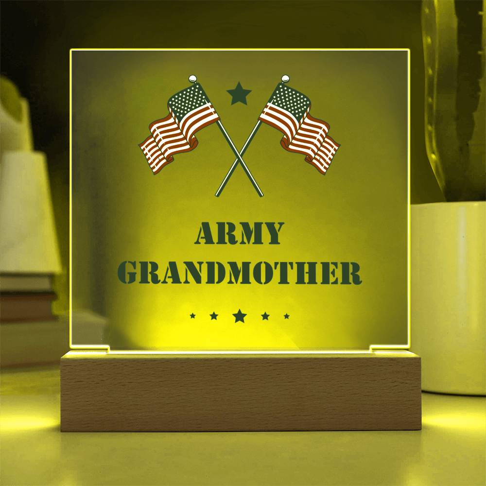 Army Grandmother - Square Acrylic Plaque With LED Base