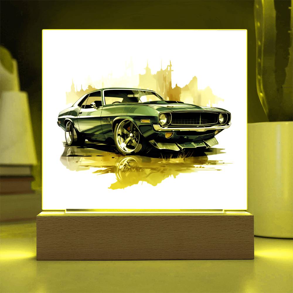 Muscle Car 03 - Square Acrylic Plaque With LED Base