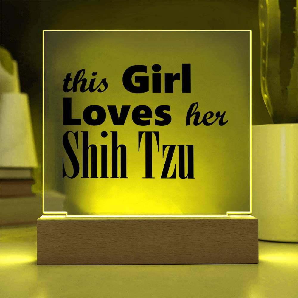Shih Tzu - Square Acrylic Plaque With LED Base