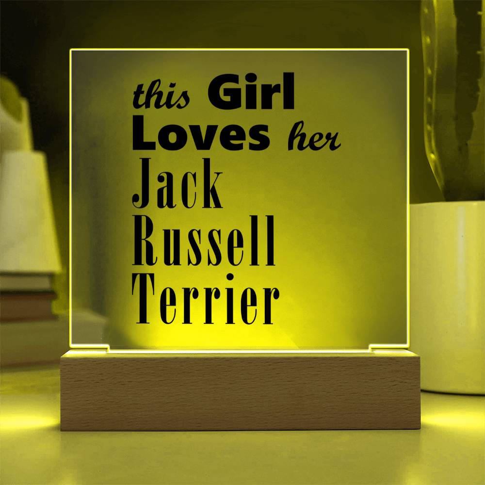 Jack Russell Terrier - Square Acrylic Plaque With LED Base