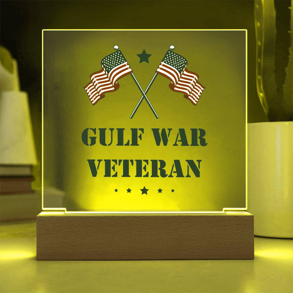 Gulf War Veteran - Square Acrylic Plaque With LED Base