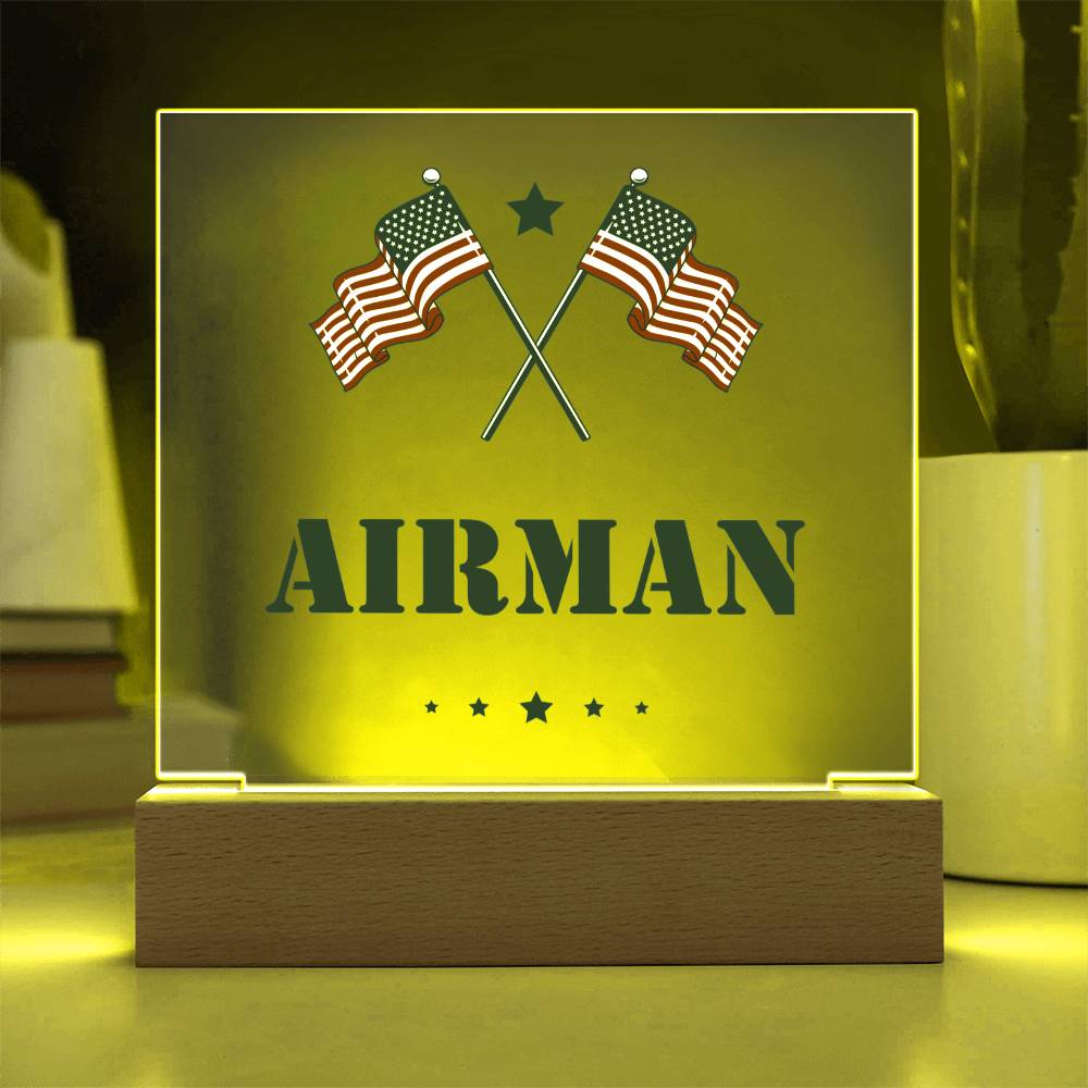 Airman - Square Acrylic Plaque With LED Base