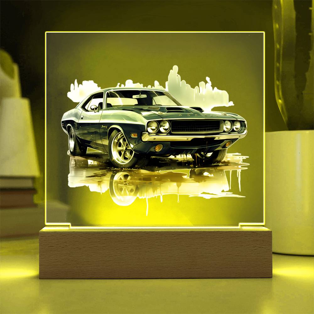 Muscle Car 02 - Square Acrylic Plaque With LED Base