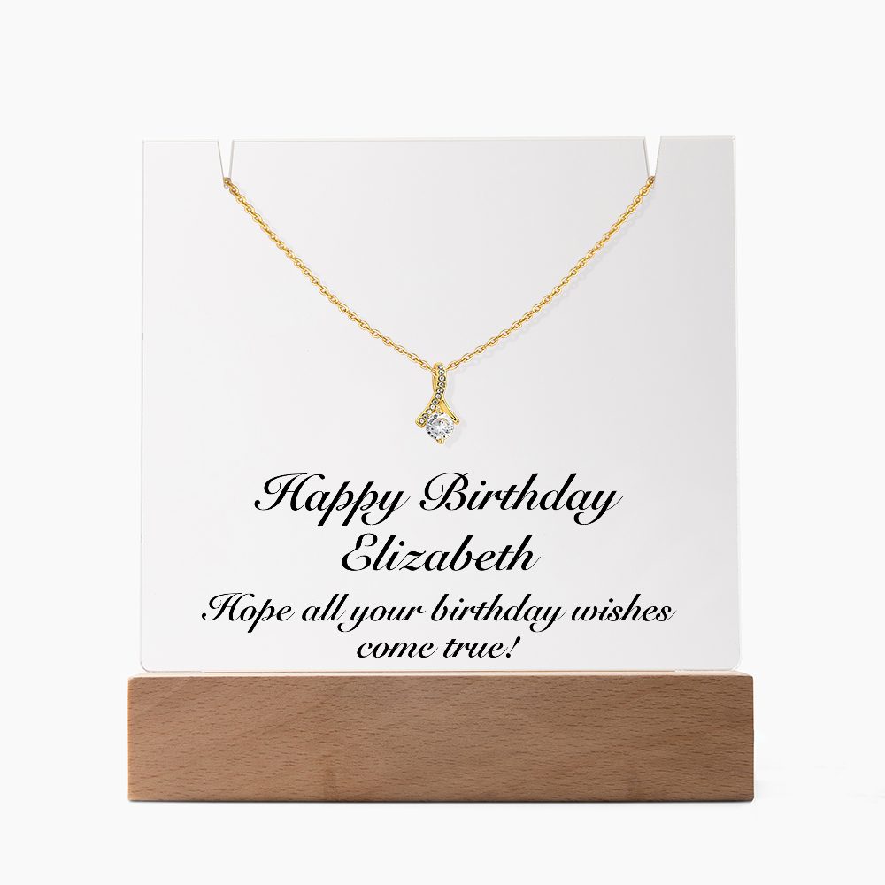Happy Birthday Elizabeth - Alluring Beauty Necklace Keepsake Acrylic Bundle With LED Lights
