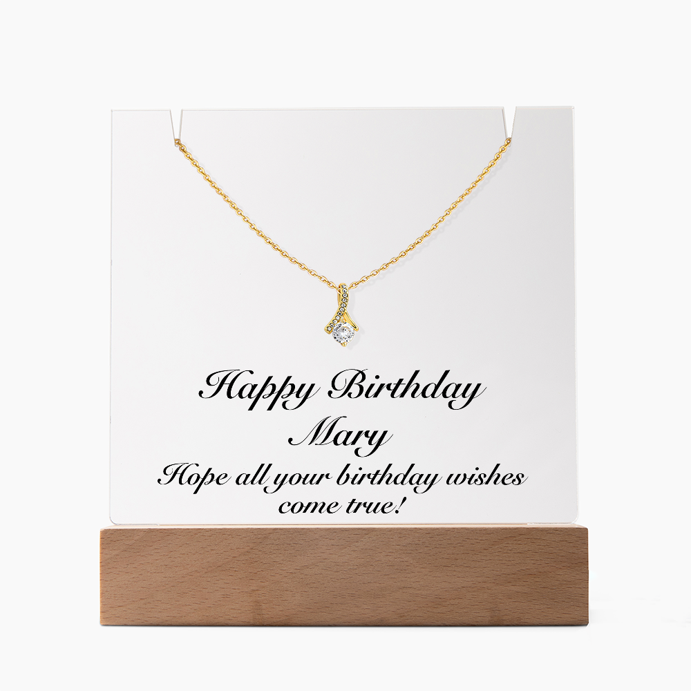 Happy Birthday Mary - Alluring Beauty Necklace Keepsake Acrylic Bundle With LED Lights