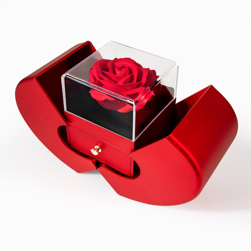 Love Knot Necklace With Red Heart Rose Gift Box