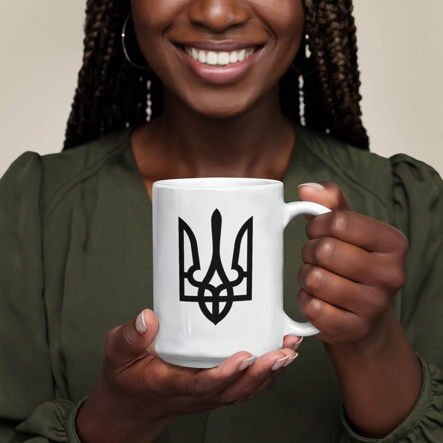 Tryzub (Black) - 15oz White Ceramic Mug
