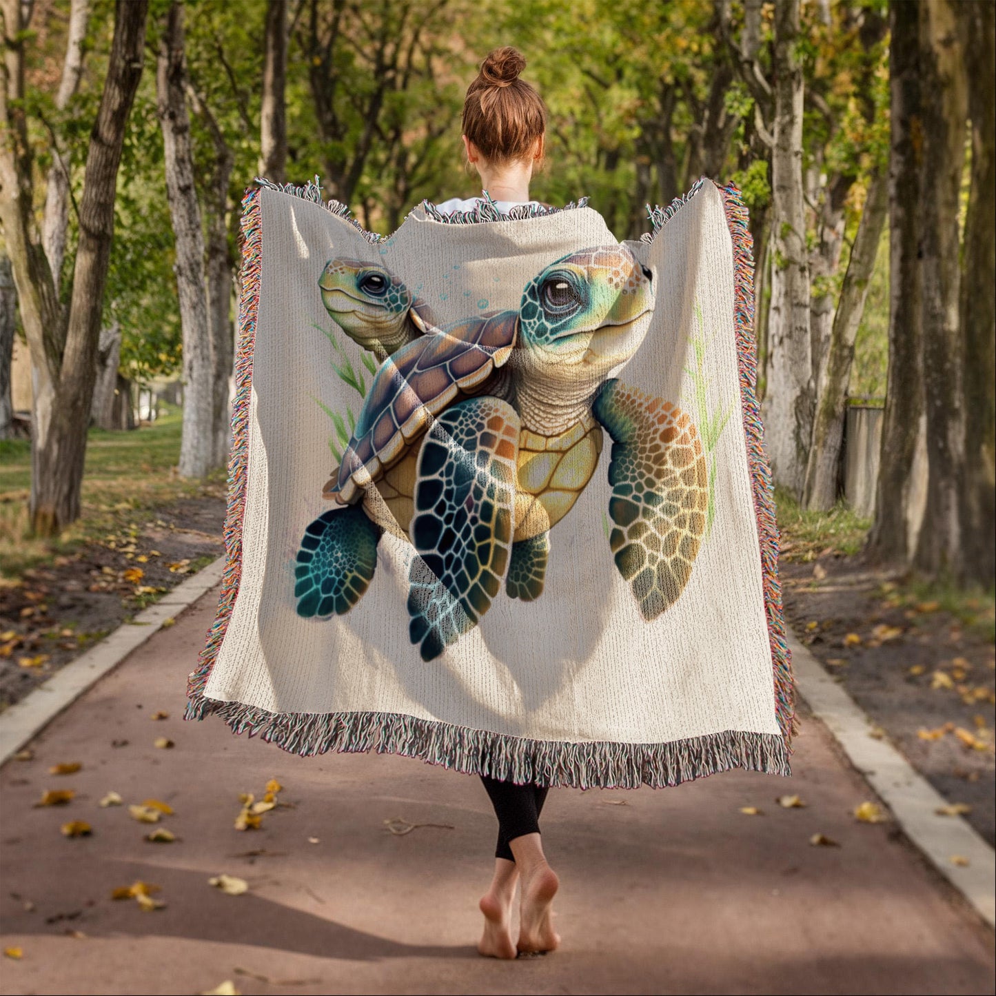 Cute Sea Turtle 010 - 50" x 60" Heirloom Woven Blanket