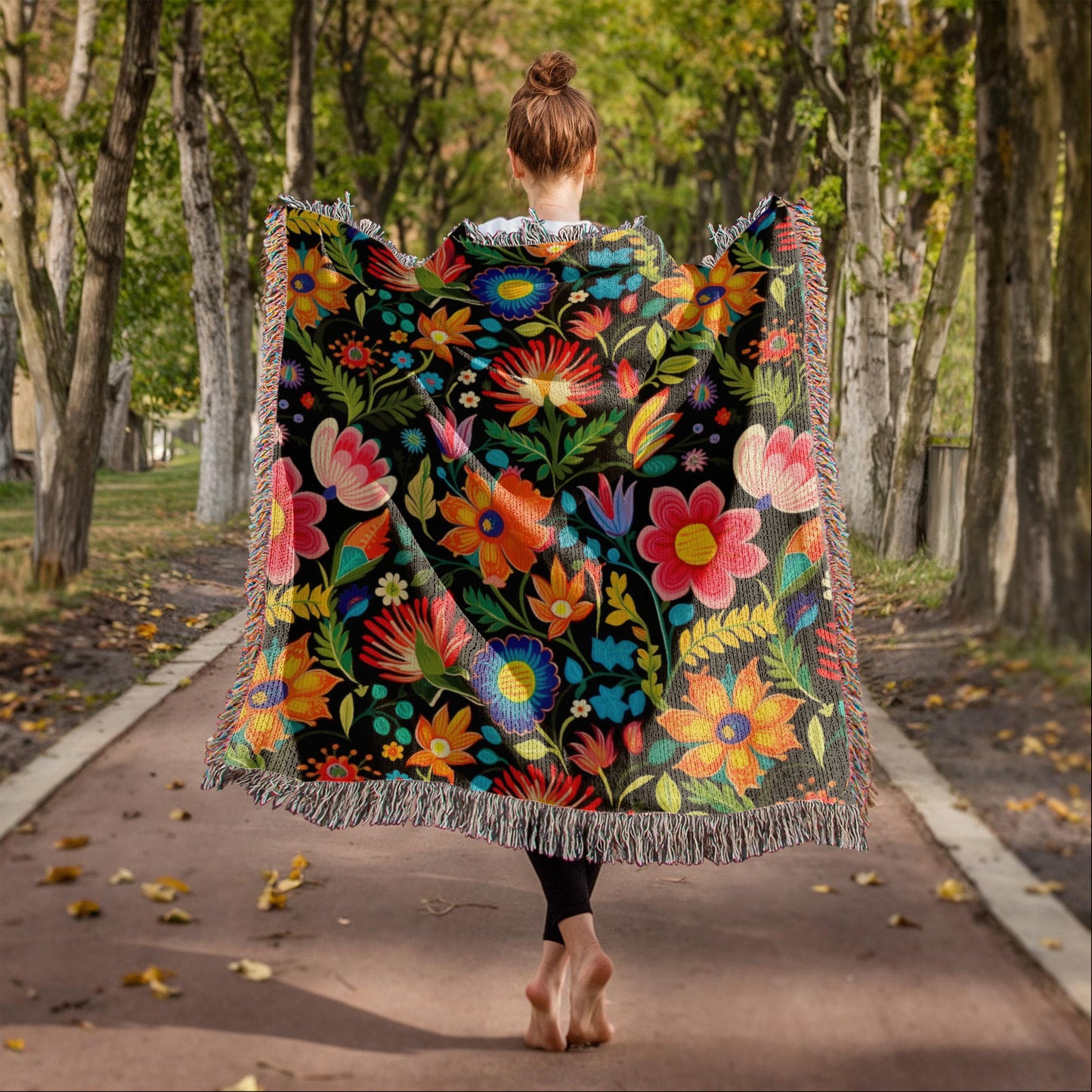 Mexican Floral Fiesta Pattern 039 - 50" x 60" Heirloom Woven Blanket