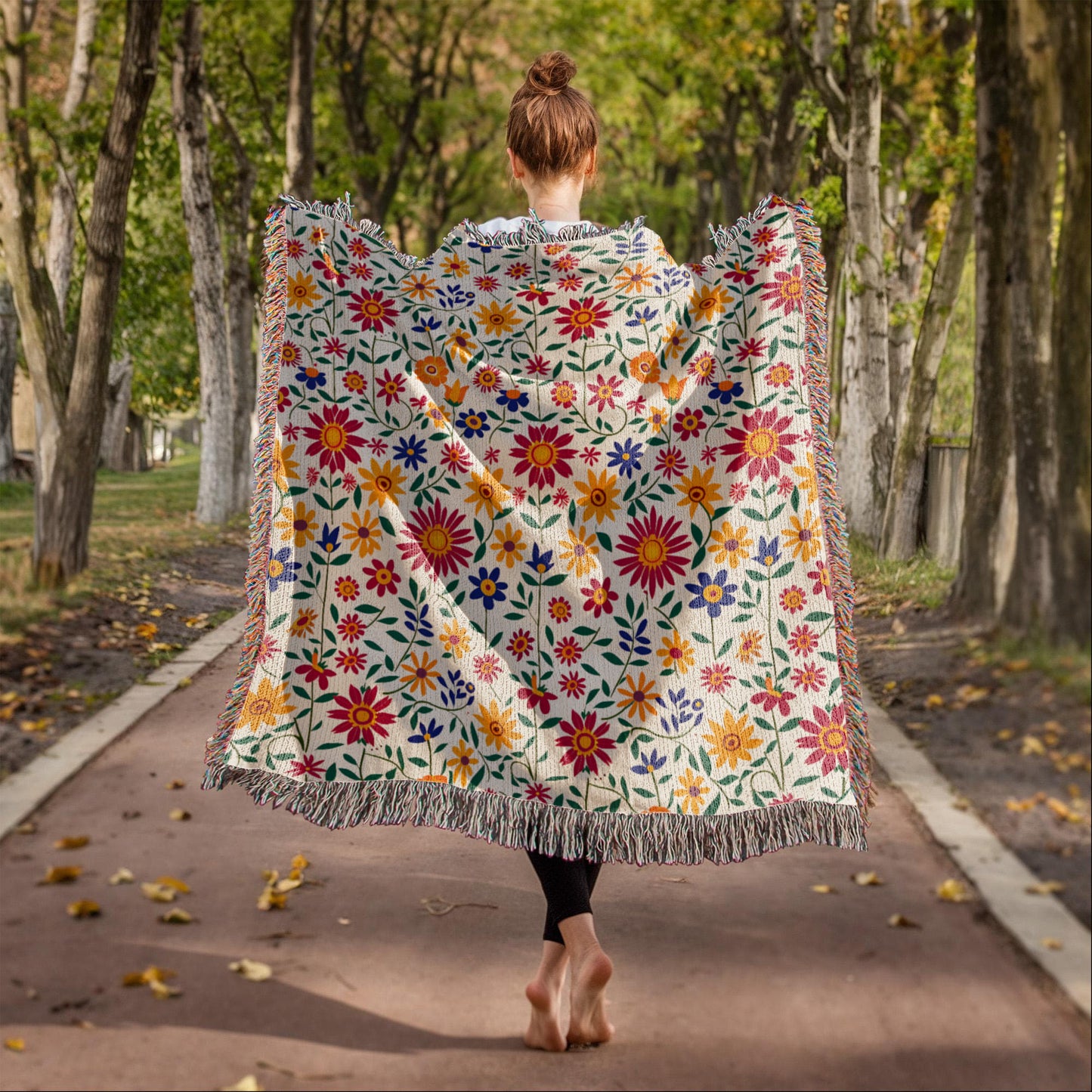 Mexican Floral Fiesta Pattern 017 - 50" x 60" Heirloom Woven Blanket