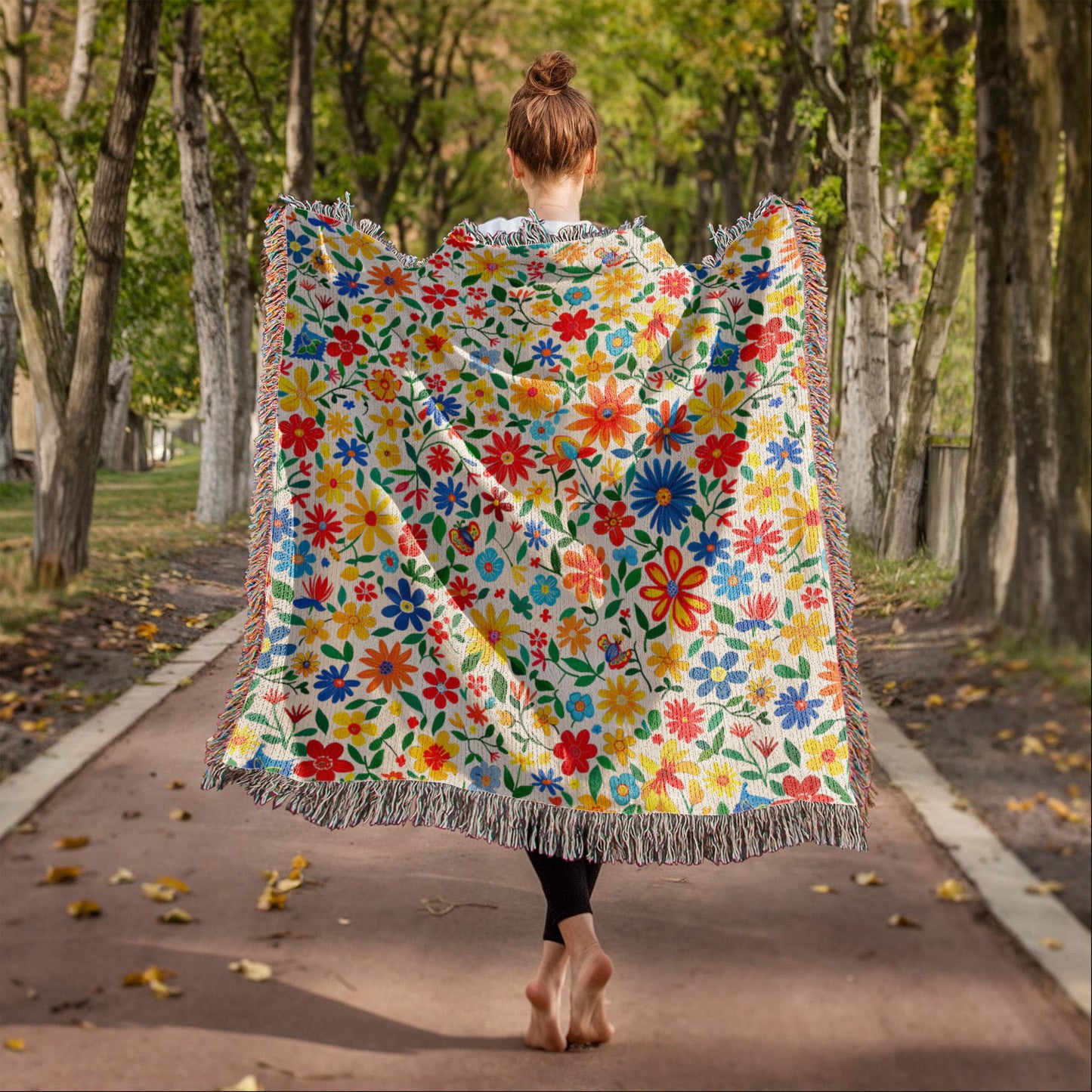 Mexican Floral Fiesta Pattern 009 - 50" x 60" Heirloom Woven Blanket