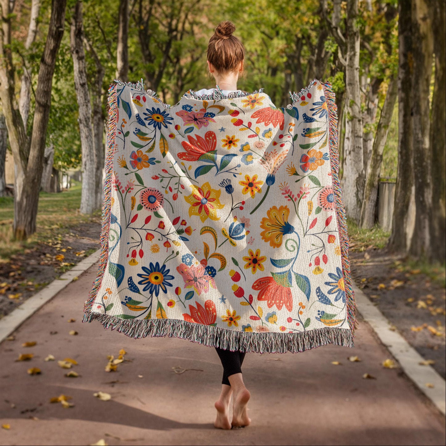 Mexican Floral Fiesta Pattern 019 - 50" x 60" Heirloom Woven Blanket
