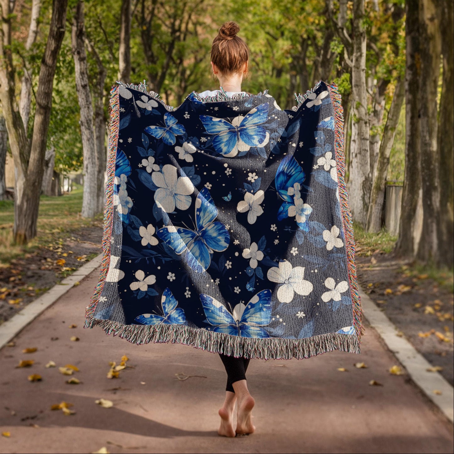 Butterflies And Flowers Pattern 013 - 50" x 60" Heirloom Woven Blanket