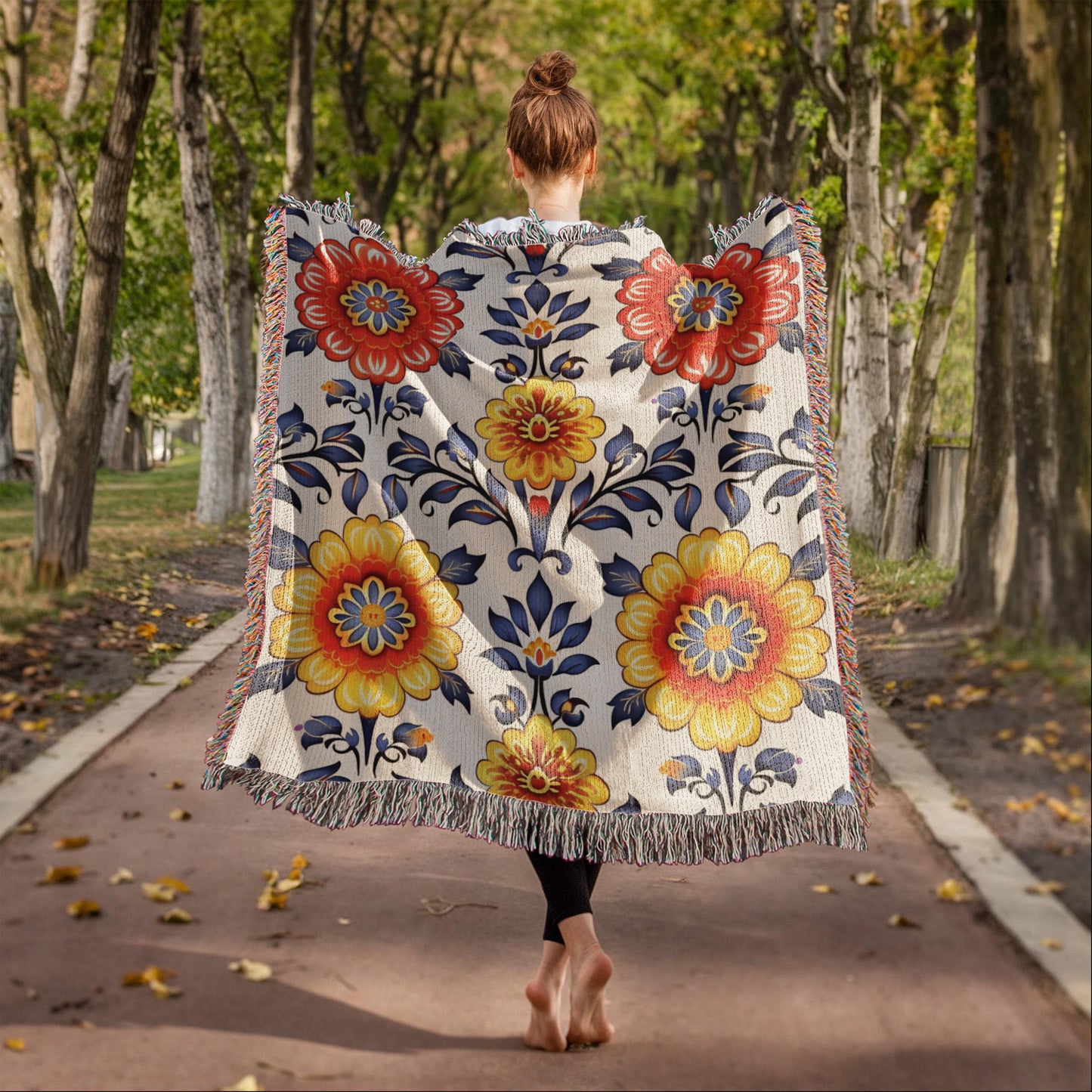Mexican Floral Fiesta Pattern 044 - 50" x 60" Heirloom Woven Blanket