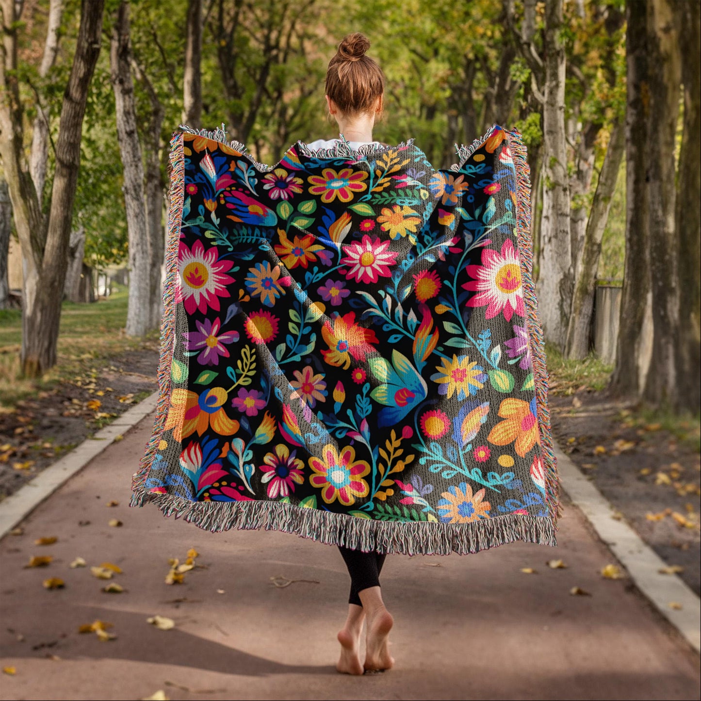Mexican Floral Fiesta Pattern 053 - 50" x 60" Heirloom Woven Blanket