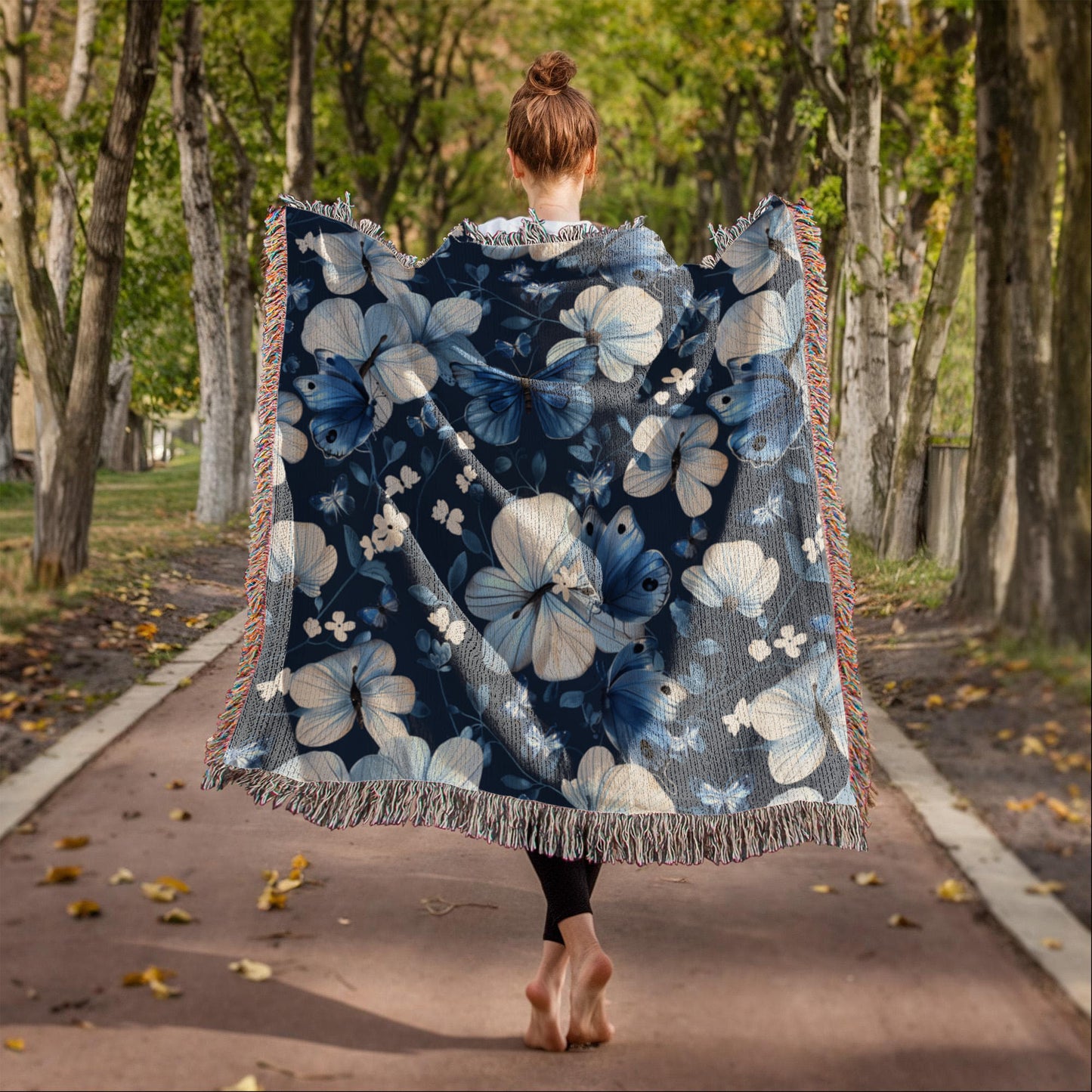 Butterflies And Flowers Pattern 026 - 50" x 60" Heirloom Woven Blanket