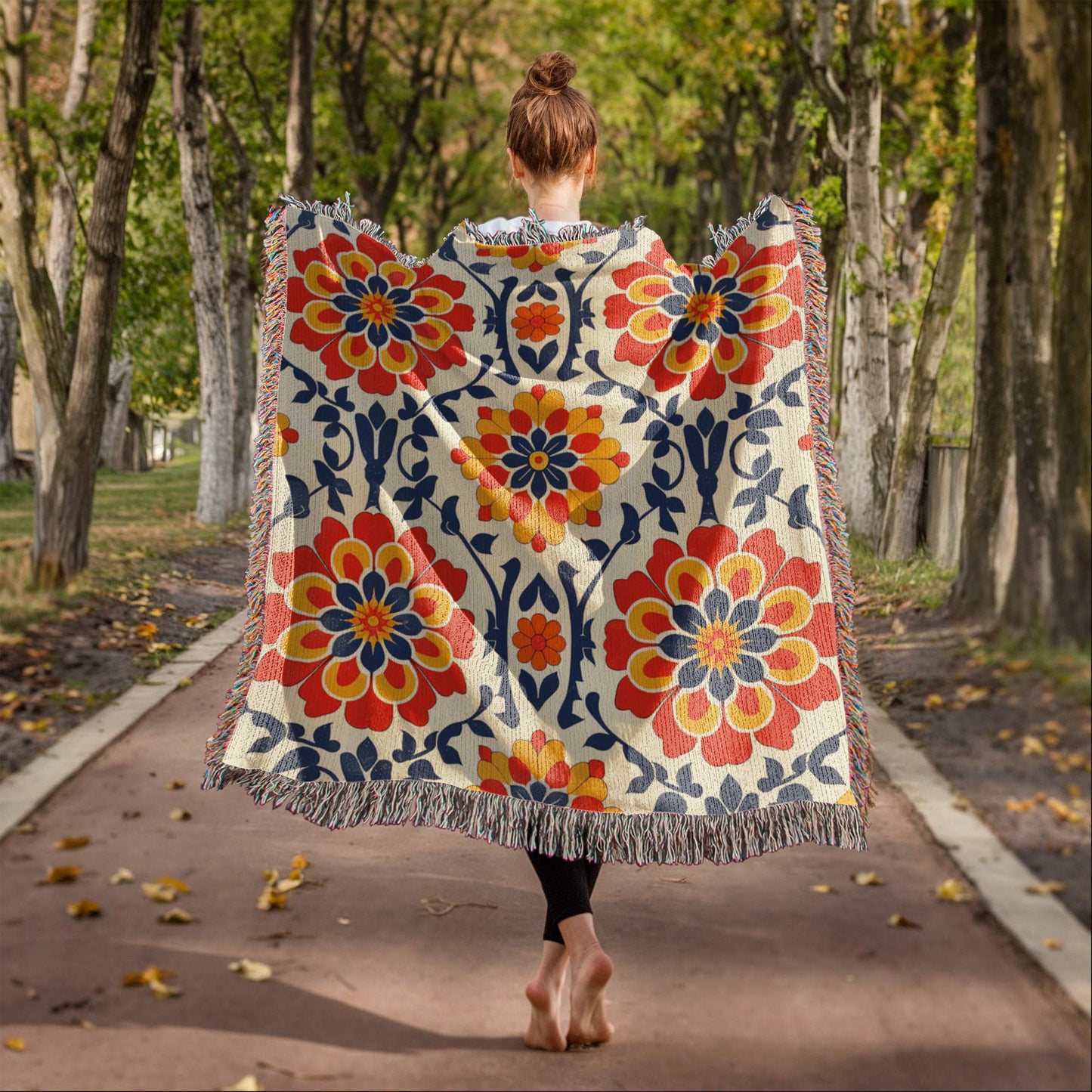 Mexican Floral Fiesta Pattern 047 - 50" x 60" Heirloom Woven Blanket