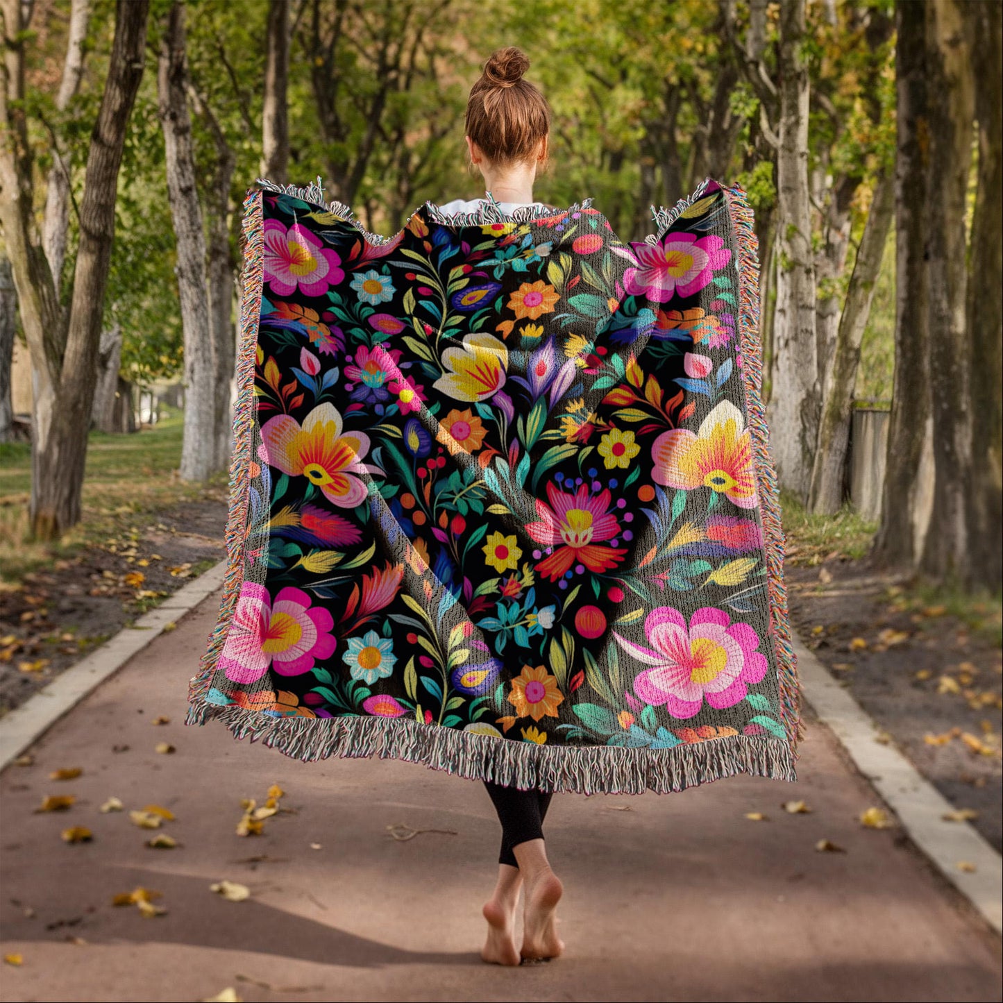 Mexican Floral Fiesta Pattern 031 - 50" x 60" Heirloom Woven Blanket