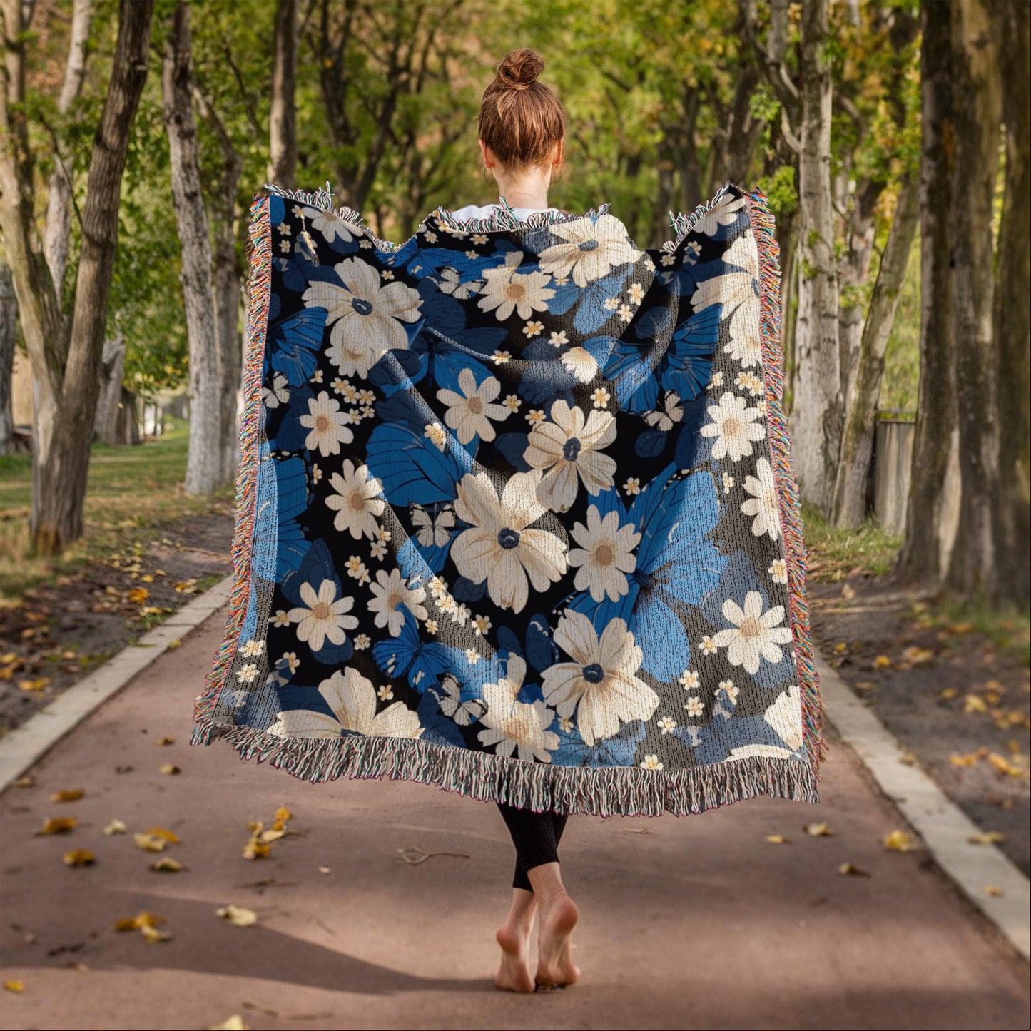 Butterflies And Flowers Pattern 025 - 50" x 60" Heirloom Woven Blanket
