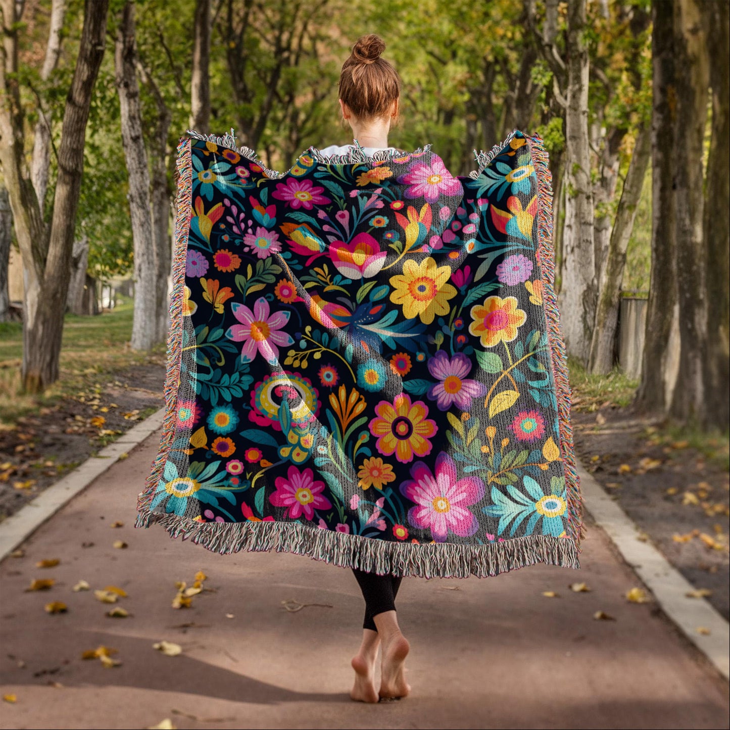 Mexican Floral Fiesta Pattern 055 - 50" x 60" Heirloom Woven Blanket