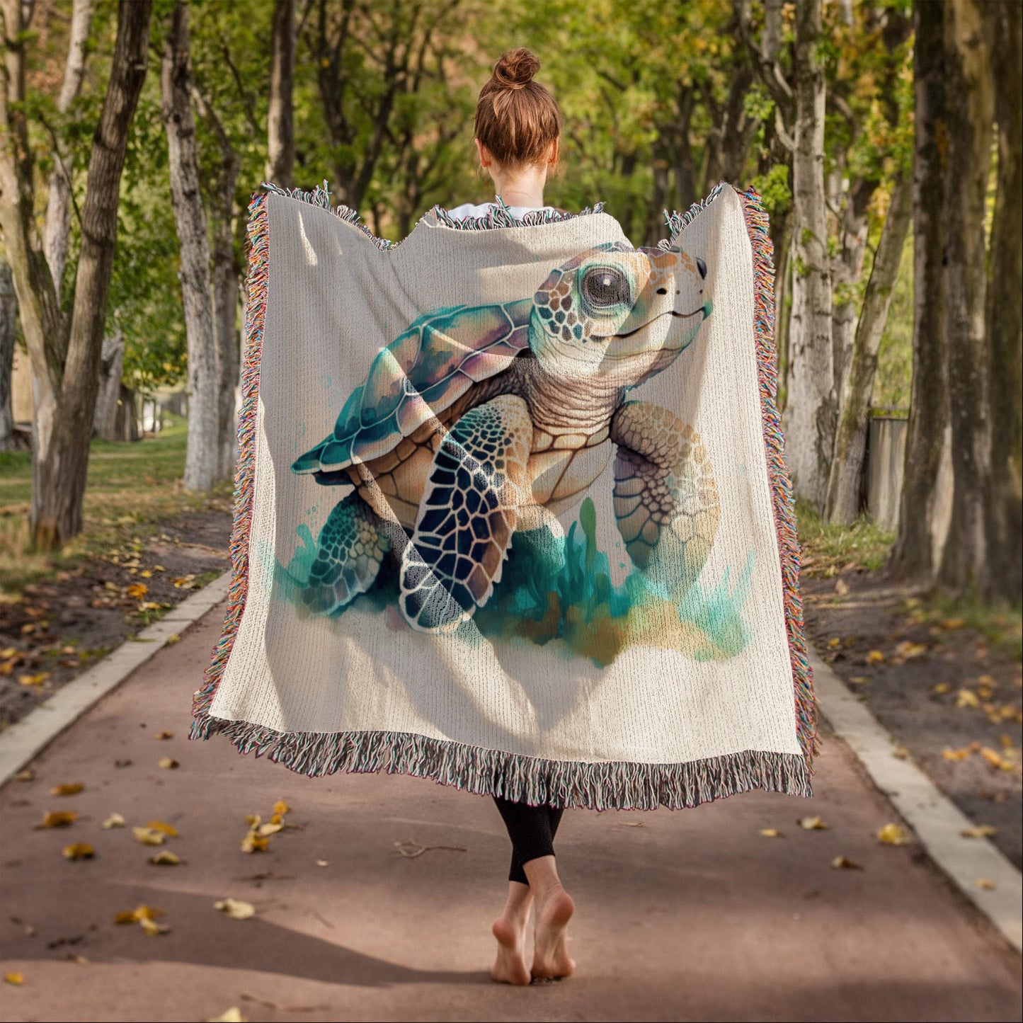 Cute Sea Turtle 014 - 50" x 60" Heirloom Woven Blanket