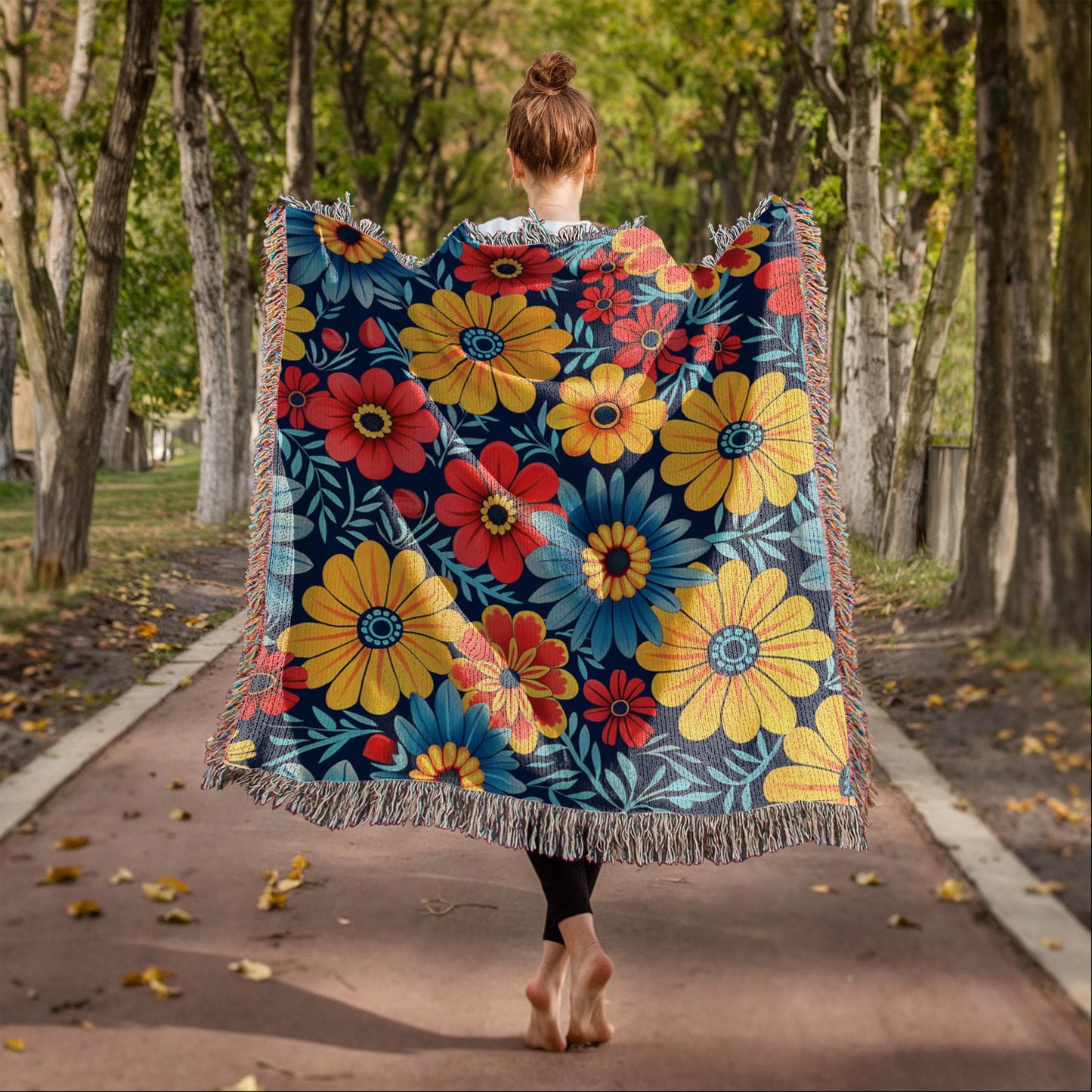 Mexican Floral Fiesta Pattern 045 - 50" x 60" Heirloom Woven Blanket