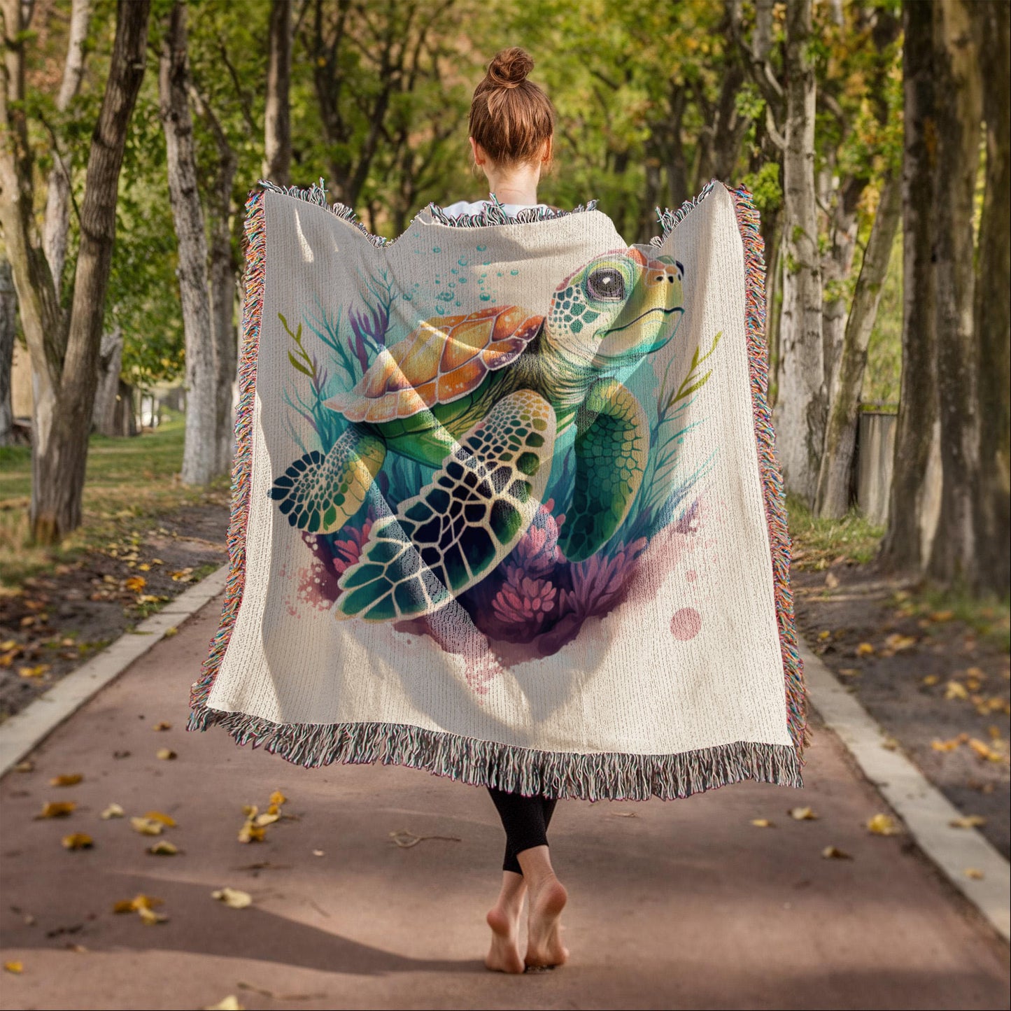 Cute Sea Turtle 007 - 50" x 60" Heirloom Woven Blanket