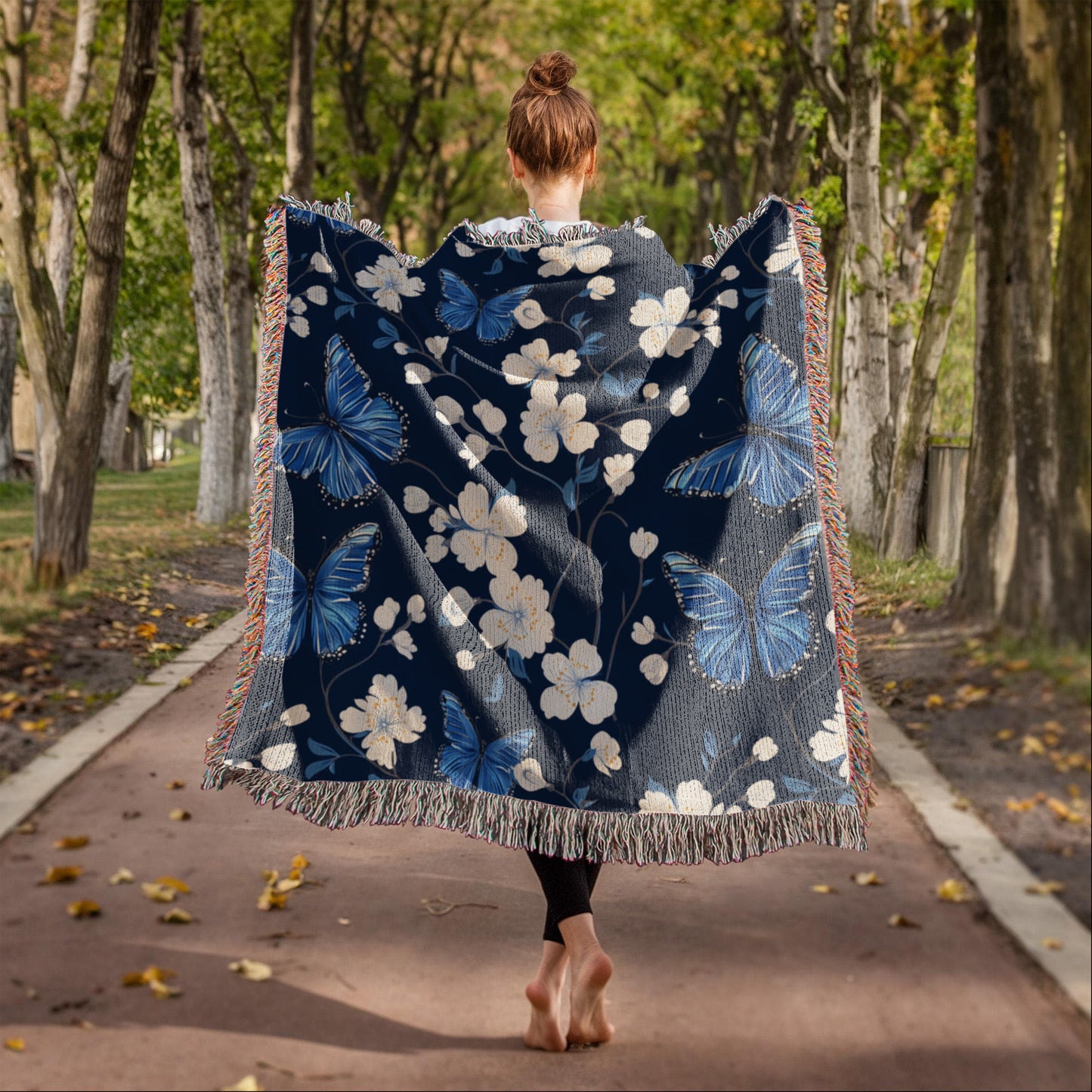 Butterflies And Flowers Pattern 003 - 50" x 60" Heirloom Woven Blanket