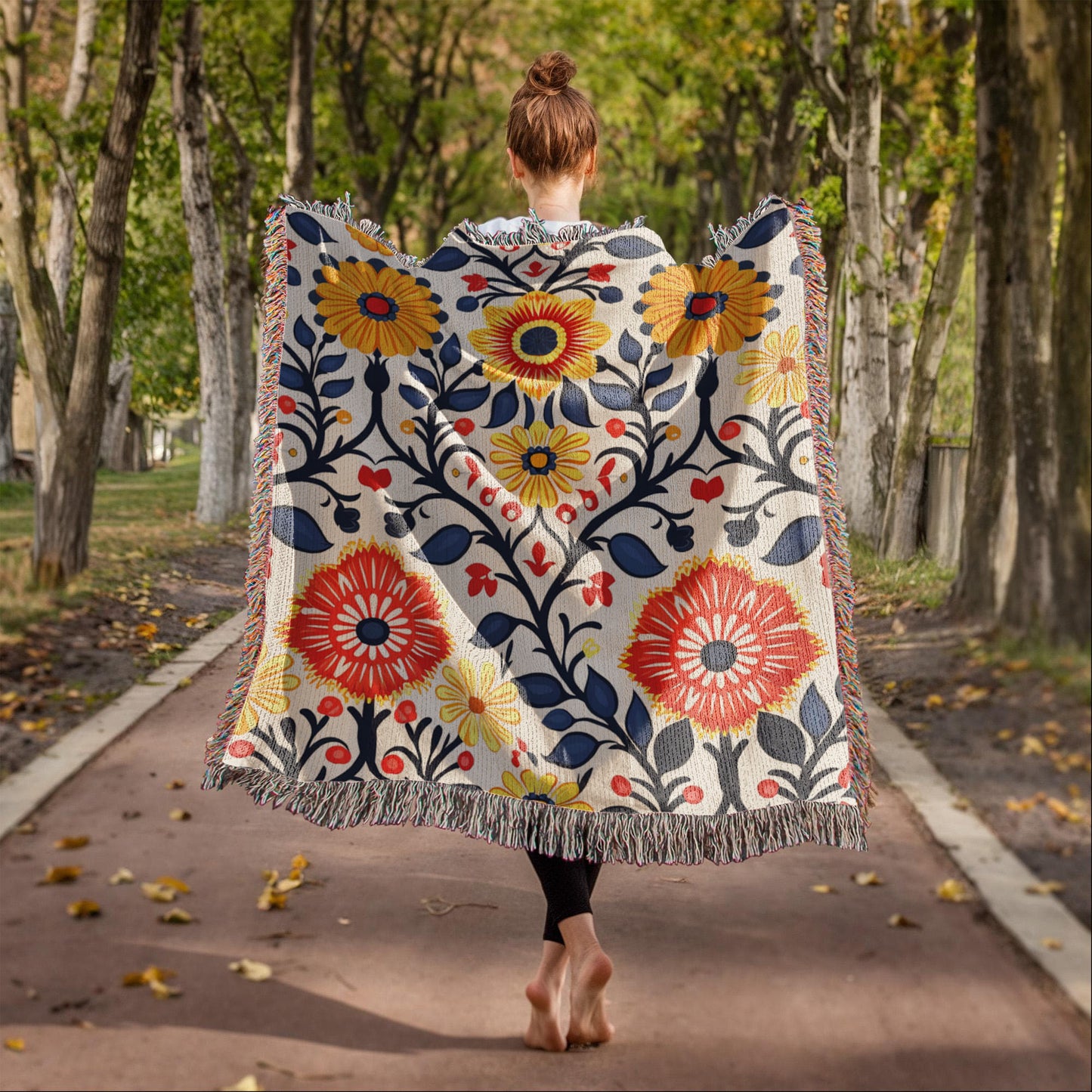 Mexican Floral Fiesta Pattern 043 - 50" x 60" Heirloom Woven Blanket