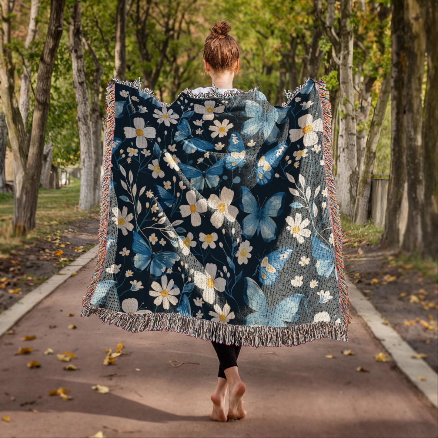 Butterflies And Flowers Pattern 027 - 50" x 60" Heirloom Woven Blanket
