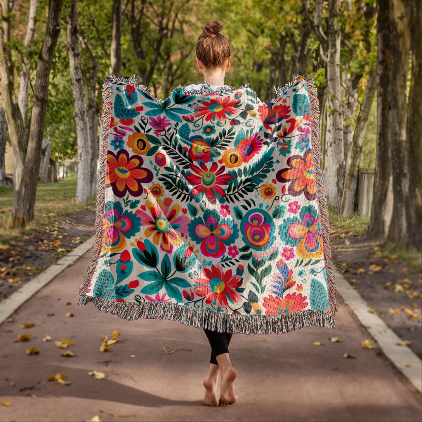Mexican Floral Fiesta Pattern 051 - 50" x 60" Heirloom Woven Blanket