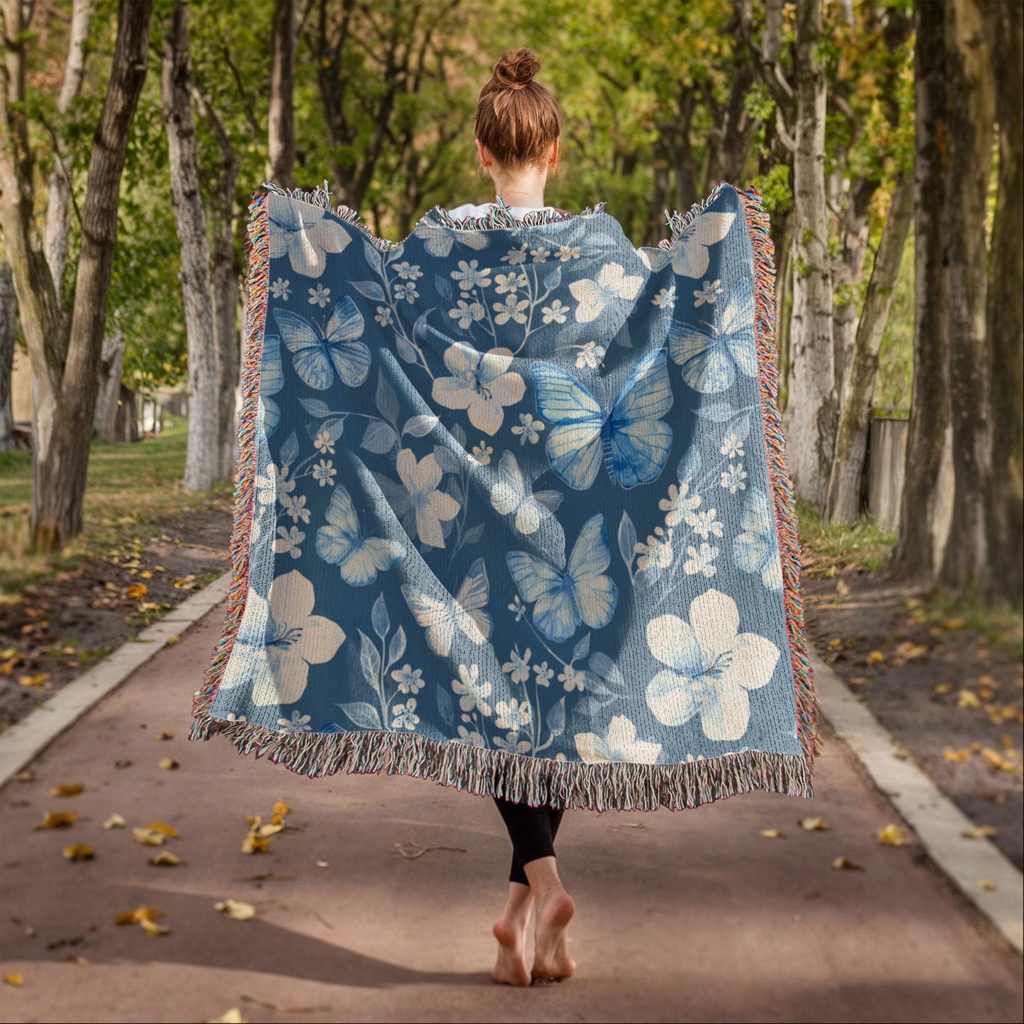 Butterflies And Flowers Pattern 023 - 50" x 60" Heirloom Woven Blanket