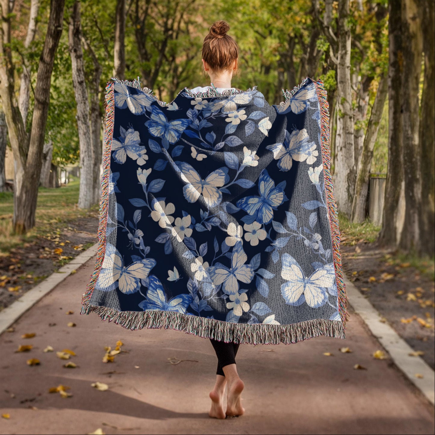 Butterflies And Flowers Pattern 012 - 50" x 60" Heirloom Woven Blanket