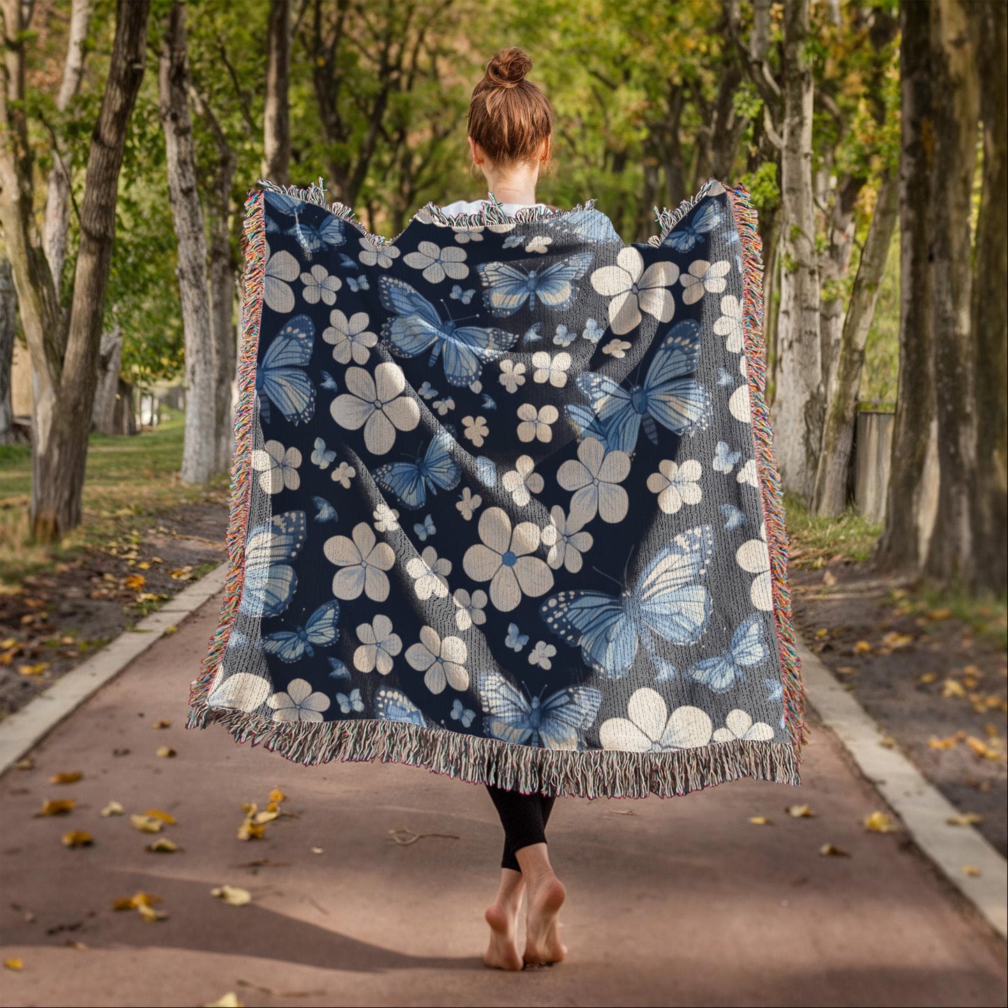 Butterflies And Flowers Pattern 005 - 50" x 60" Heirloom Woven Blanket