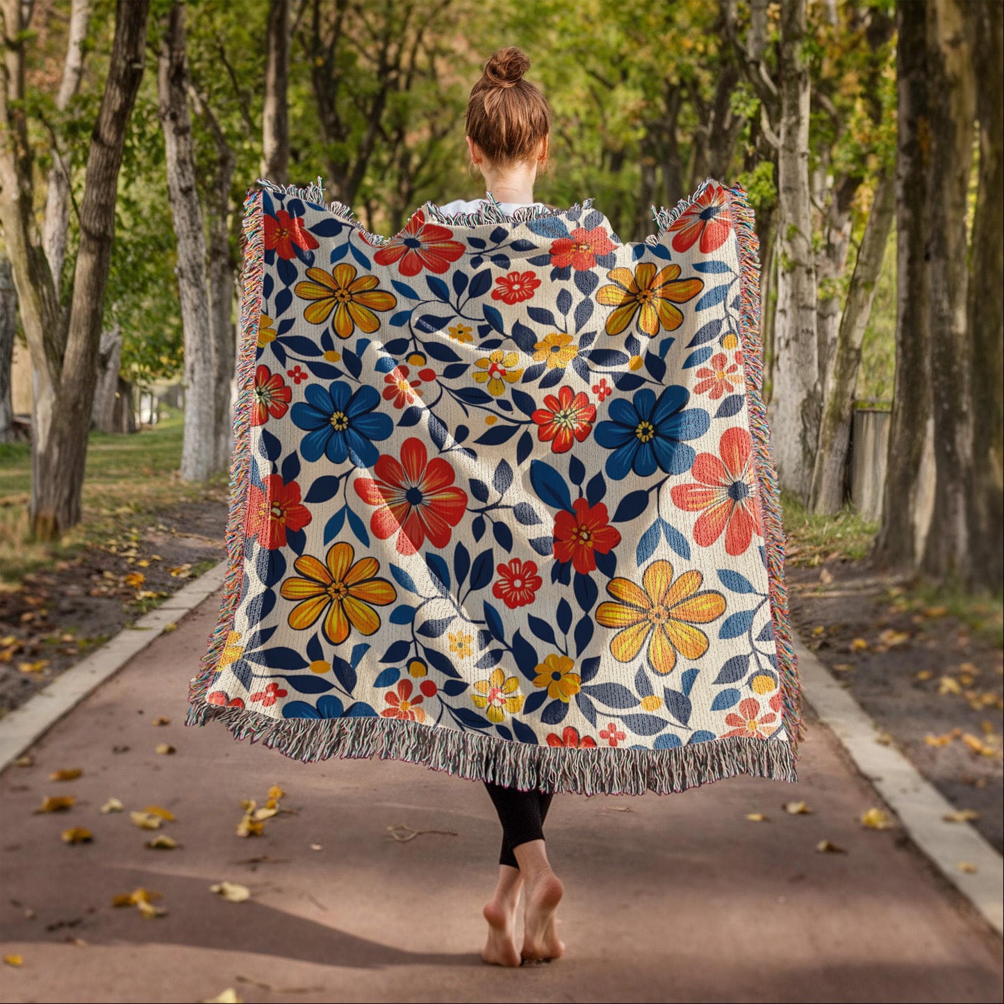 Mexican Floral Fiesta Pattern 042 - 50" x 60" Heirloom Woven Blanket