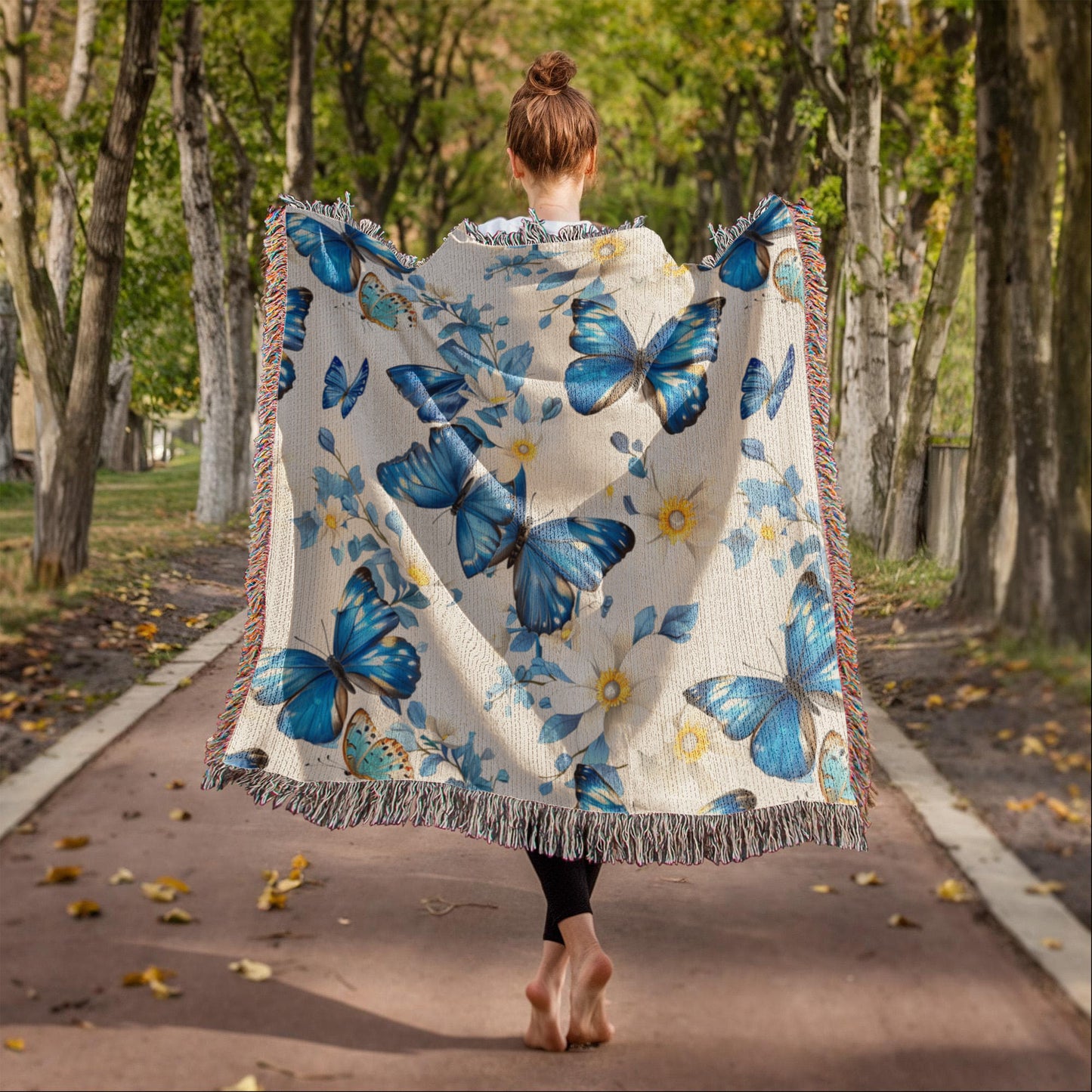 Butterflies And Flowers Pattern 007 - 50" x 60" Heirloom Woven Blanket