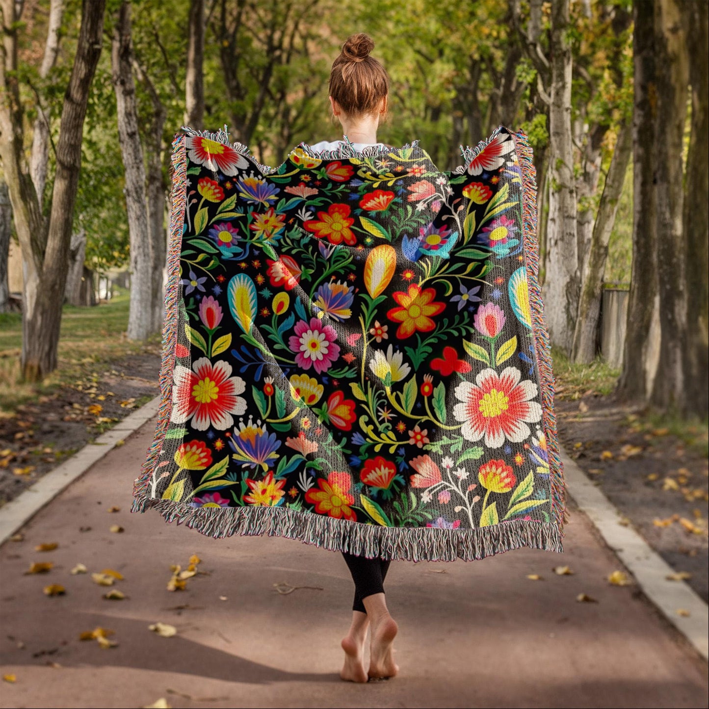 Mexican Floral Fiesta Pattern 038 - 50" x 60" Heirloom Woven Blanket