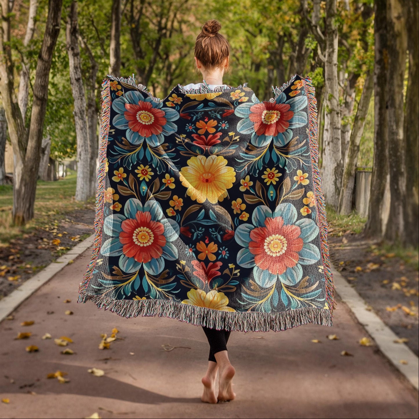 Mexican Floral Fiesta Pattern 046 - 50" x 60" Heirloom Woven Blanket