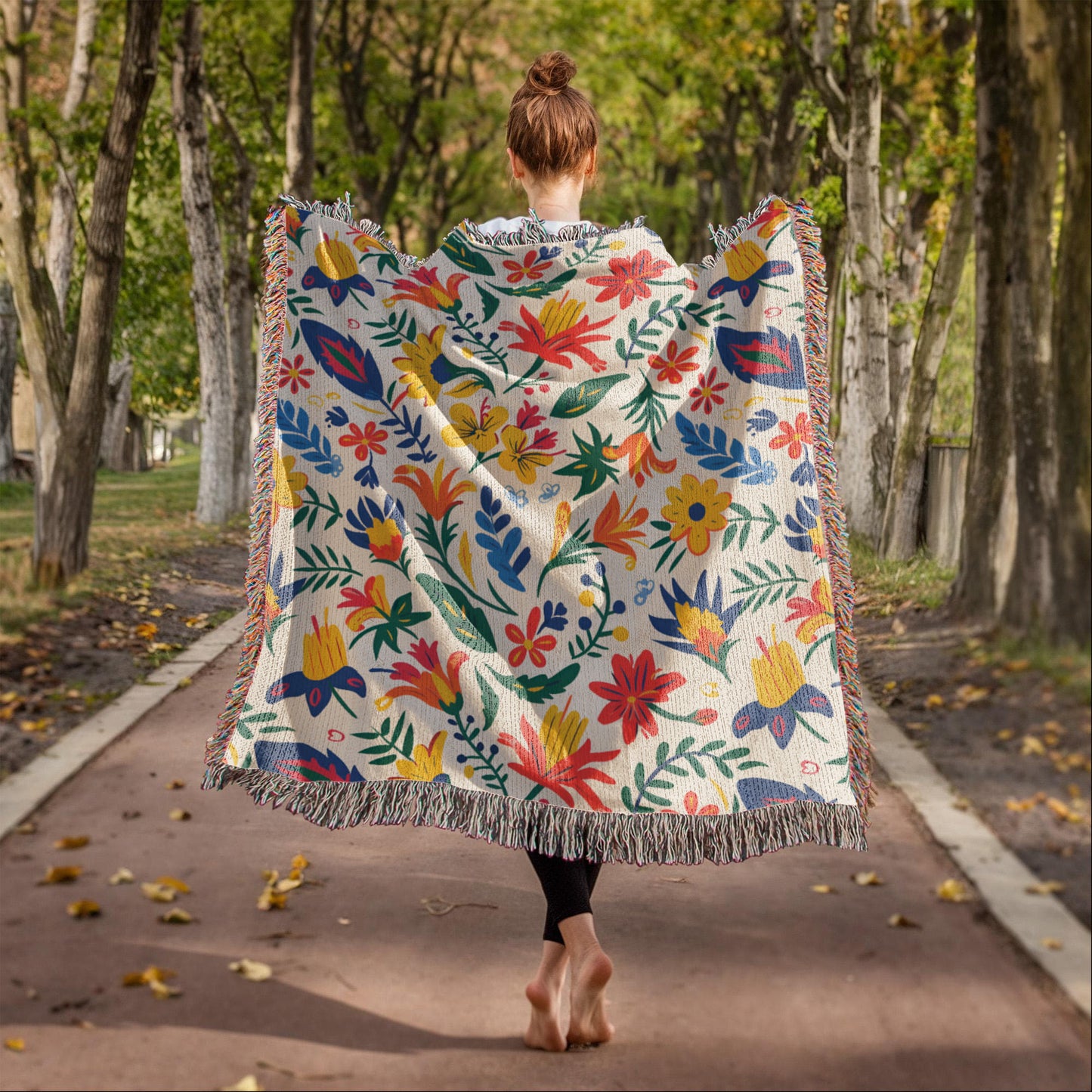 Mexican Floral Fiesta Pattern 021 - 50" x 60" Heirloom Woven Blanket