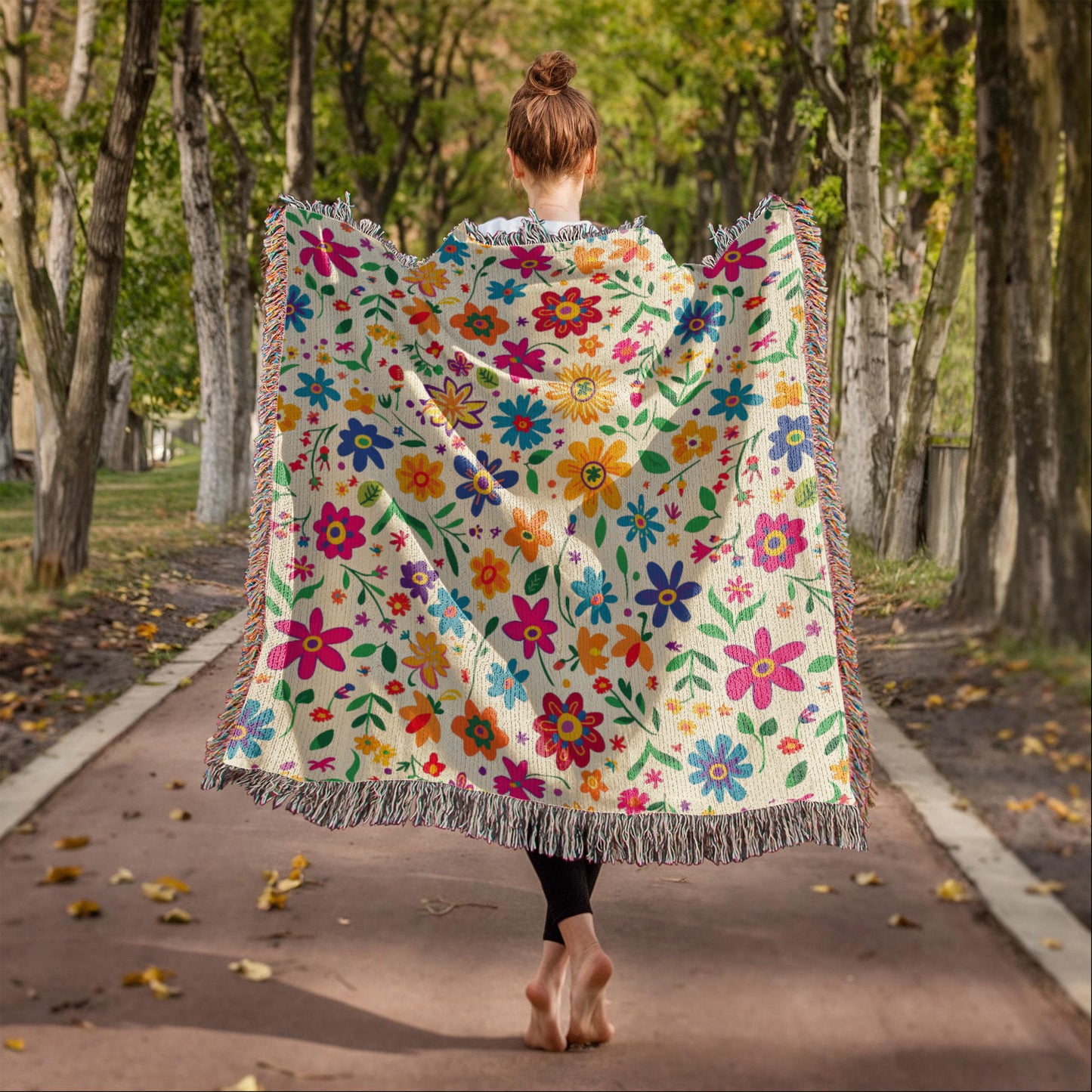 Mexican Floral Fiesta Pattern 005 - 50" x 60" Heirloom Woven Blanket
