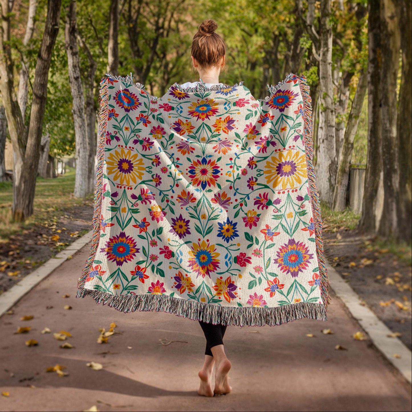 Mexican Floral Fiesta Pattern 027 - 50" x 60" Heirloom Woven Blanket