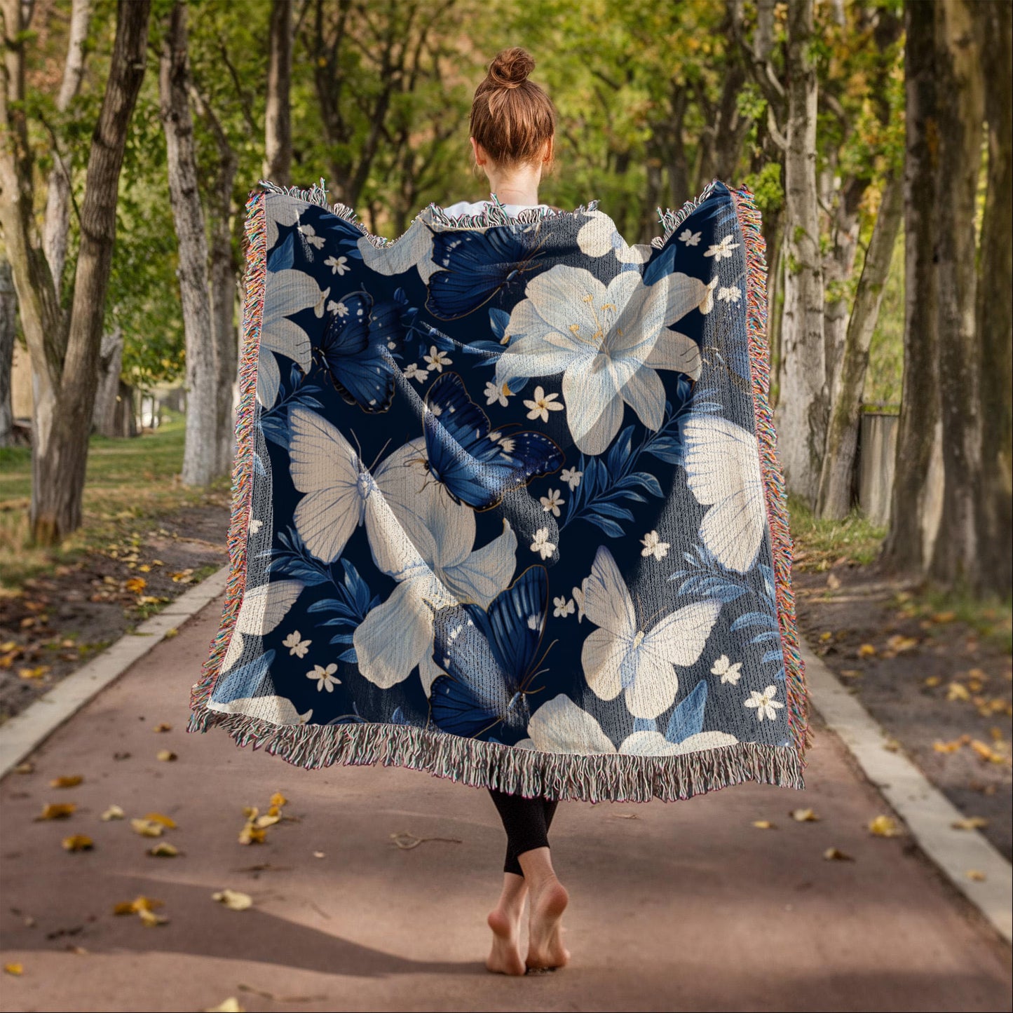 Butterflies And Flowers Pattern 008 - 50" x 60" Heirloom Woven Blanket