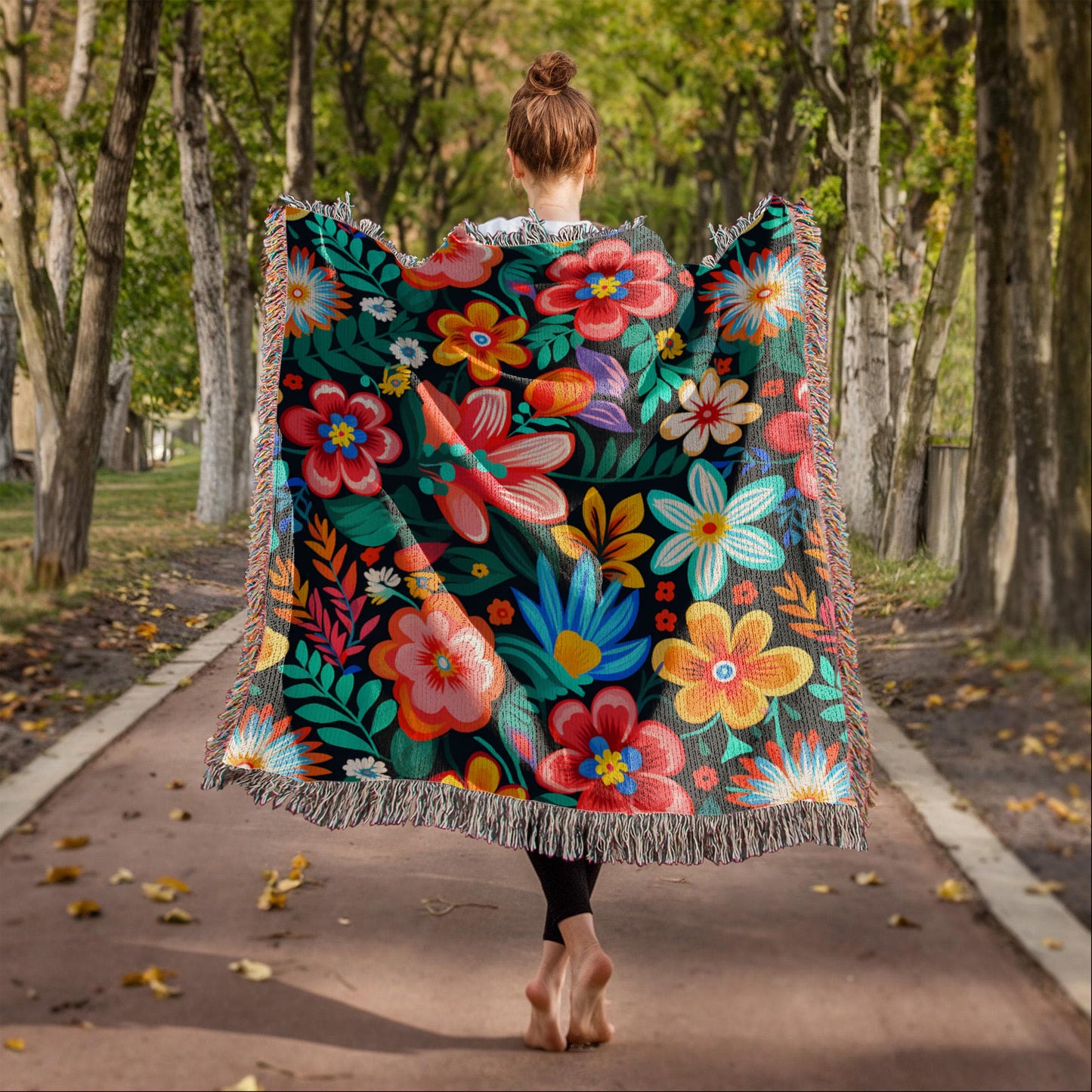 Mexican Floral Fiesta Pattern 054 - 50" x 60" Heirloom Woven Blanket