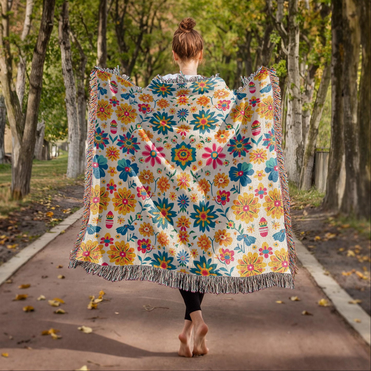 Mexican Floral Fiesta Pattern 025 - 50" x 60" Heirloom Woven Blanket
