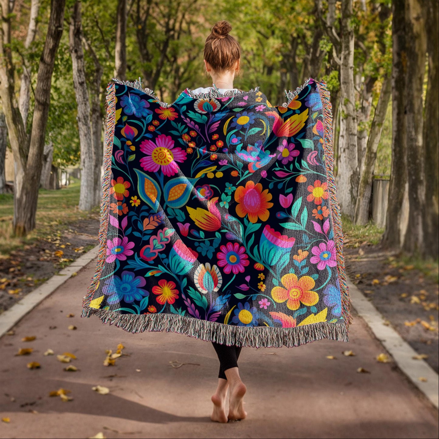 Mexican Floral Fiesta Pattern 049 - 50" x 60" Heirloom Woven Blanket