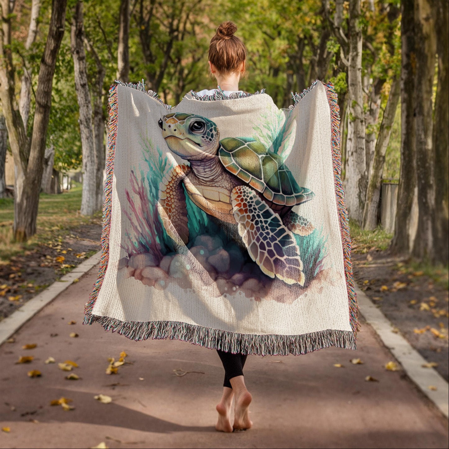 Cute Sea Turtle 015 - 50" x 60" Heirloom Woven Blanket