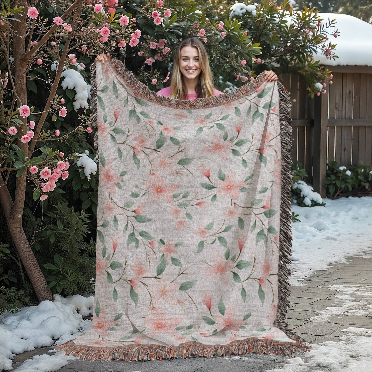 Spring Flowers Pattern 014 - 60" x 80" Heirloom Woven Blanket